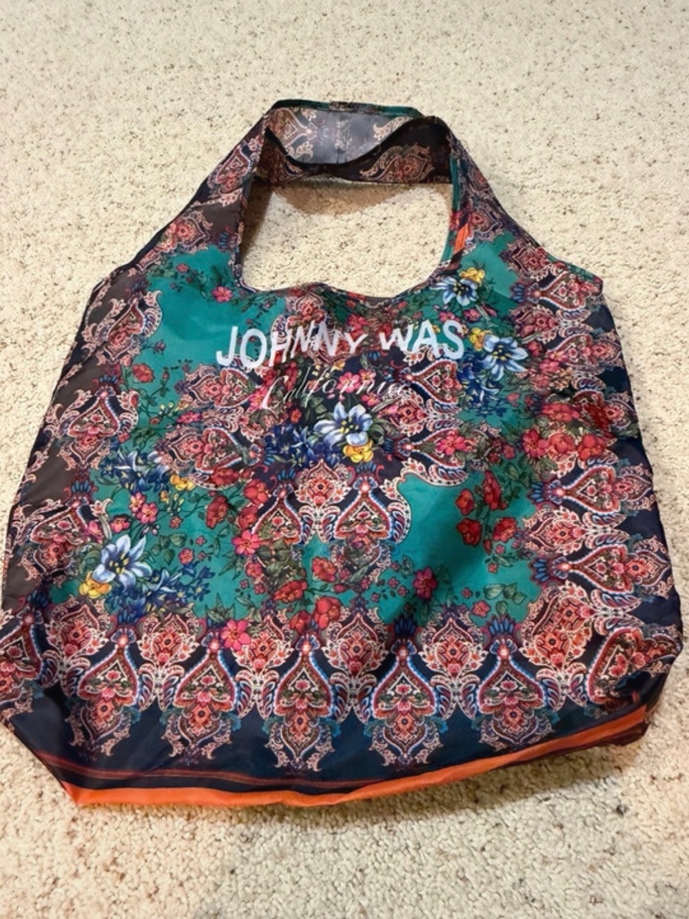 Johnny Was Reusable Tote Bag One Size Packable Shopper Floral Nylon